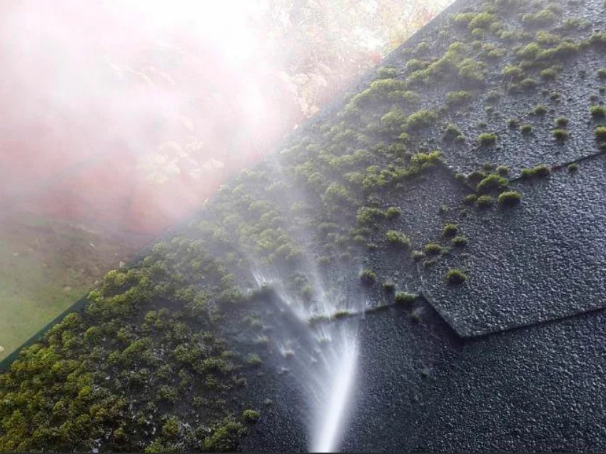 Очистка крыши от мха)